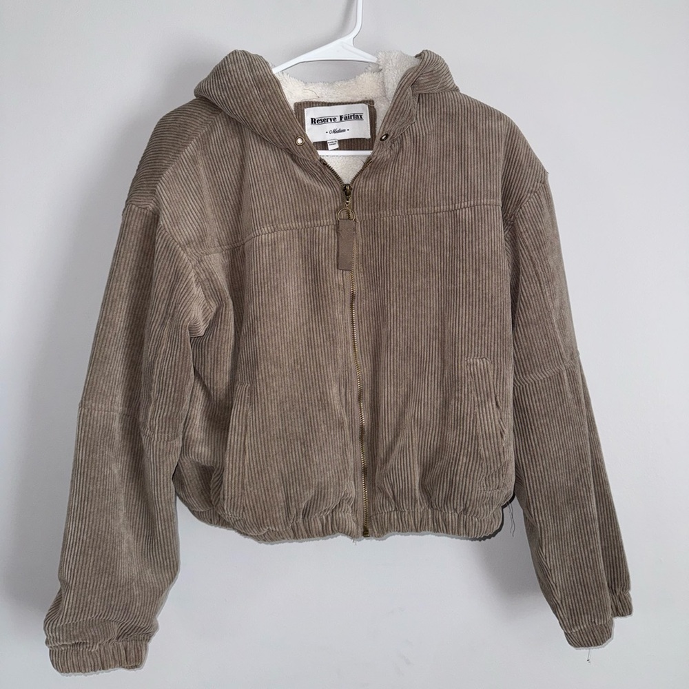 Brown Corduroy Hooded Jacket